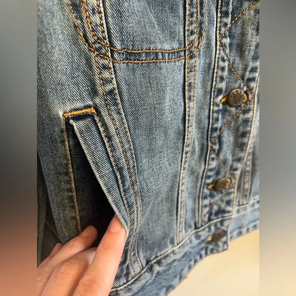Free People Fitted Denim Jacket Indigo Size Extra Small XS - Picture 12 of 15